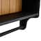 Black &#x26; Natural Farmhouse Wood Wall Shelf with 3 Shelves &#x26; Hanging Rod